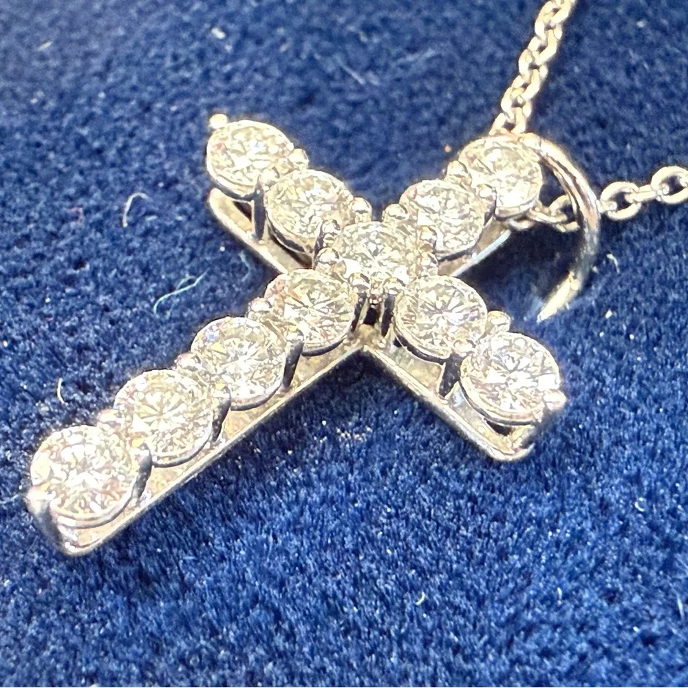 Tiffany & Co. Platinum & Diamond Cross Pendant Necklace